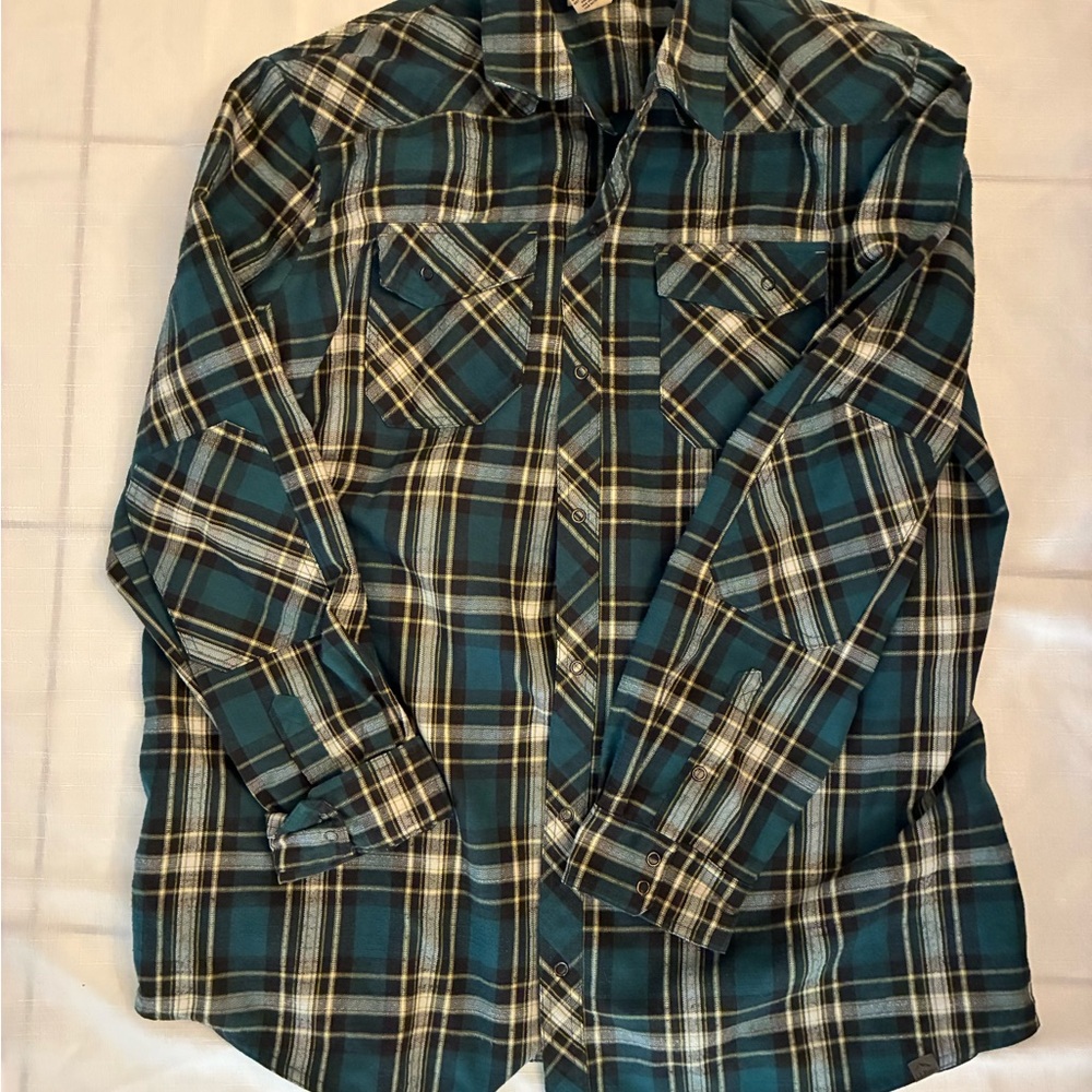 L.L. Bean Teal and Black Plaid Shirt